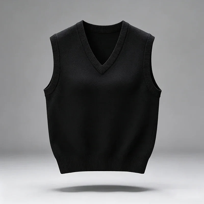 Unisex Pullover Weste V-Ausschnitt Strickweste Ärmellos Casual Weiches Material