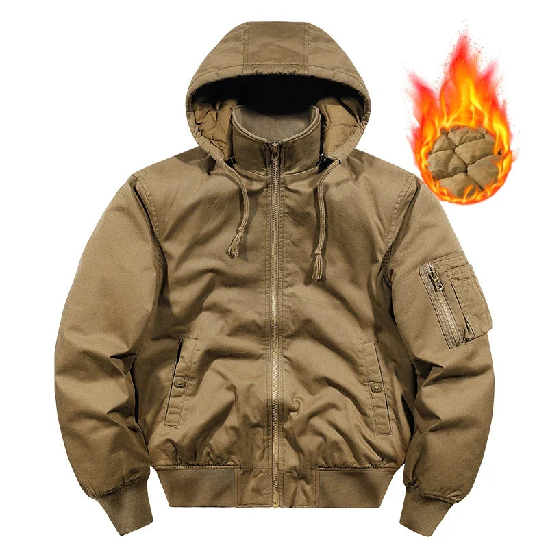 Herren Bomberjacke mit Kapuze, Reißverschluss & Ärmeltasche