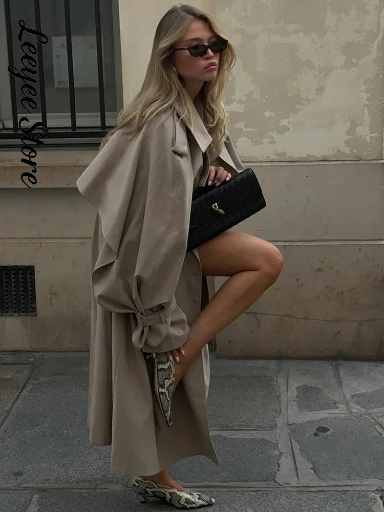 Damen Kurz Trenchcoat mit Bindegürtel und breitem Kragen