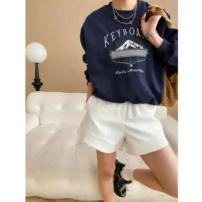 Unisex Langarm Sweatshirt mit Rundhalsausschnitt und Grafikprint