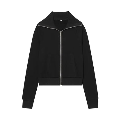 Damen Sweatjacke Reißverschluss Stehkragen & Flare-Hose Set Sportlicher Look