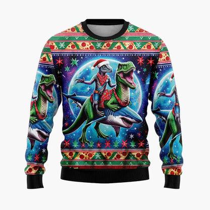 Herren Ugly Christmas Sweater Hip Hop Santa – Lustiger Weihnachtspullover für Partys