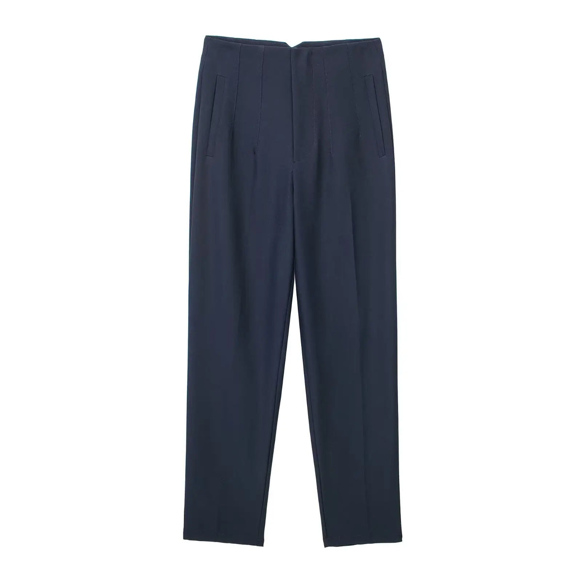 Damen Stoffhose Hoher Bund Business-Hose Elegante Anzughose Beige/Schwarz/Blau Gestreift