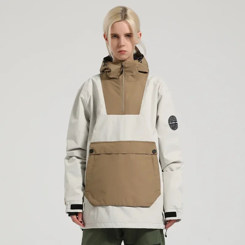 Unisex Anorak Jacke mit Kapuze und Kängurutasche
