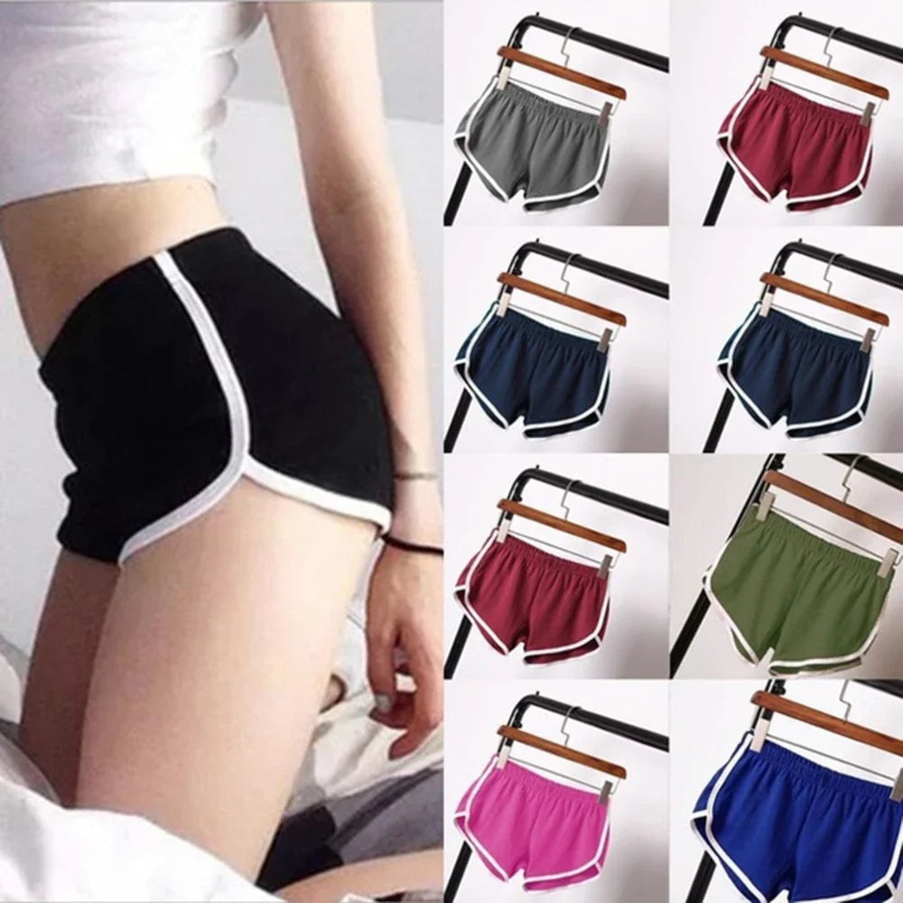Damen Sportshorts Kurzhose mit elastischem Bund & Kontraststreifen