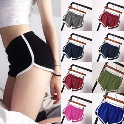 Damen Sportshorts Kurzhose mit elastischem Bund & Kontraststreifen