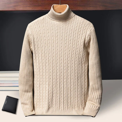 Rollkragenpullover für Herren mit Zopfmuster