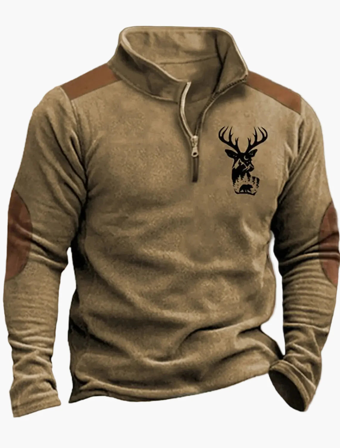 Herren Half-Zip Pullover mit Jagdmotiv