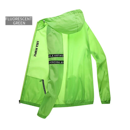 Unisex Windjacke leicht mit Kapuze & Reißverschluss, dünn, wetterfest
