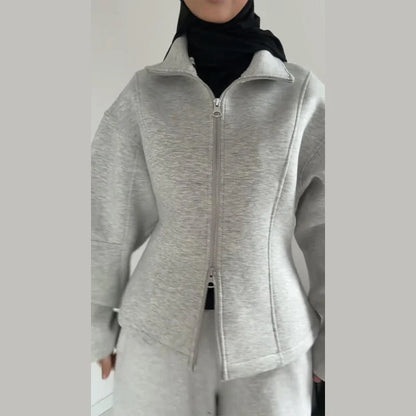 Damen Sportliche Jacke mit Stehkragen Reißverschluss