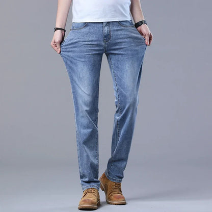 Herren Jeans Hose Hellblau Denim Straight Fit