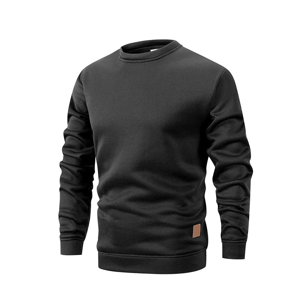 Herren Rundhals Pullover Langarm Sweatshirt Melange-Optik