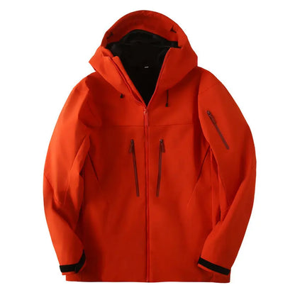 Unisex Kapuzenjacke Outdoor Wanderjacke mit Reißverschlusstaschen