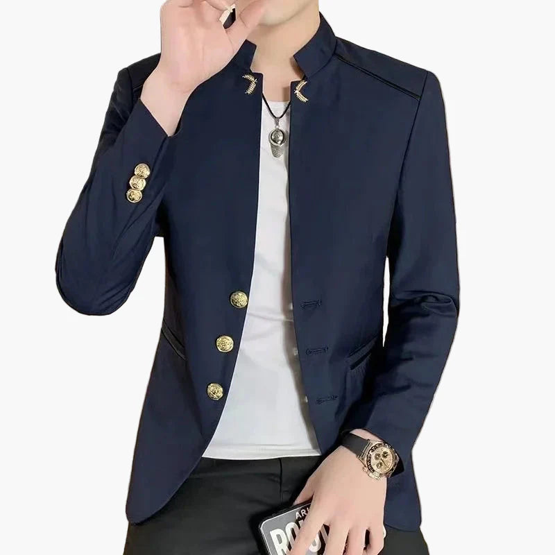 Herren Modernes Business Sakko mit Stehkragen – Eleganter Blazer für Büro & Freizeit