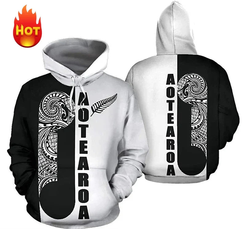 Hoodie mit Kapuze, Langarm, Allover-Print, grafisches Muster