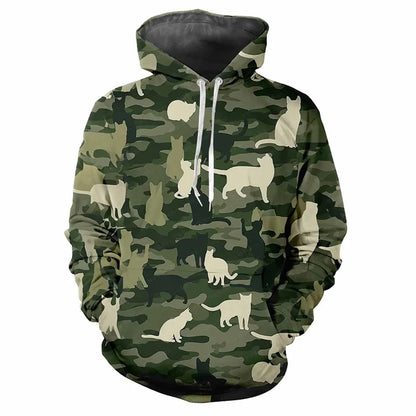 Hoodie Camouflage-Muster Grün Kängurutasche Kapuzenpullover