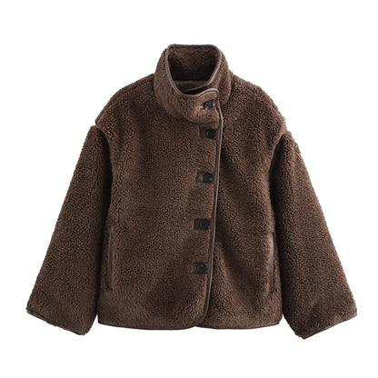 Damen Teddy Oversize Mantel – Modischer Wintermantel im Streetstyle für Alltag und Freizeit
