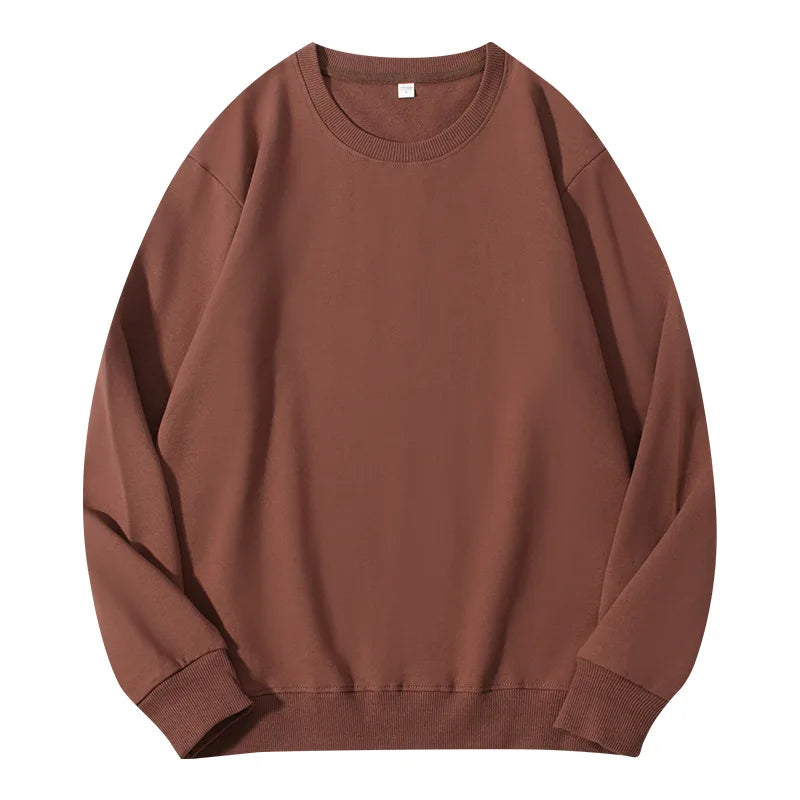 Unisex Langarm Sweatshirt Rundhalsausschnitt Freizeit Pullover Einfarbig