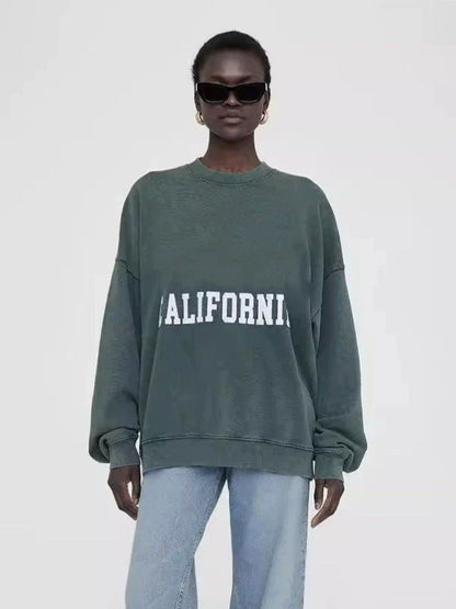 Damen Oversize Sweatshirt Rundhals Grau mit „PARIS“-Schriftzug