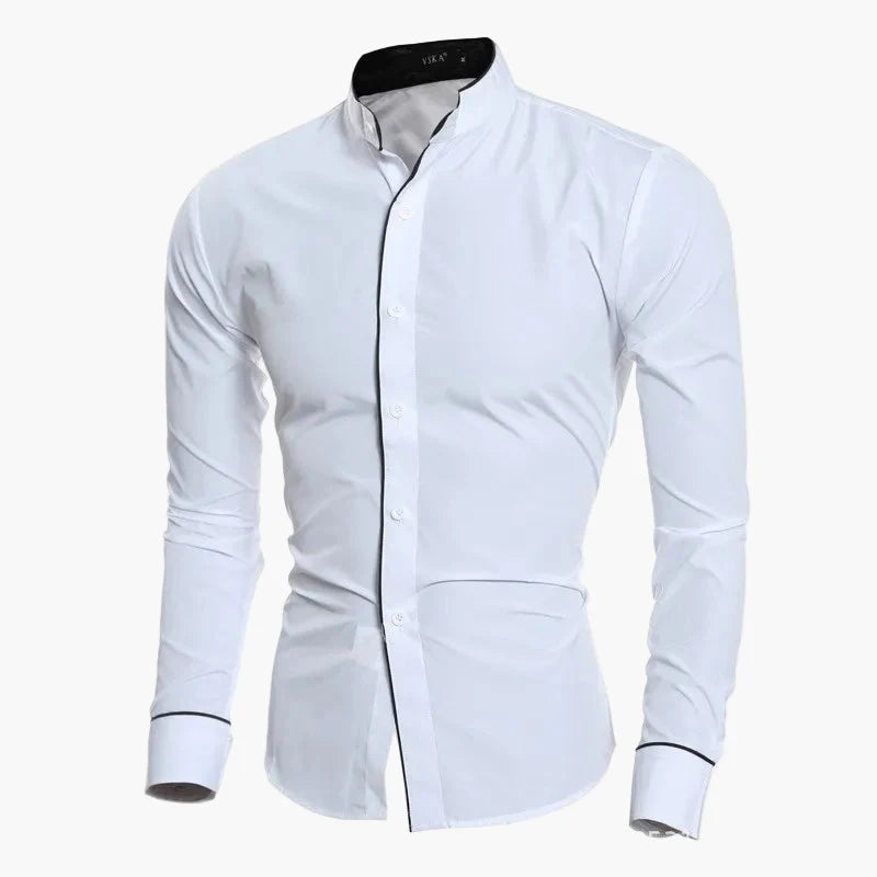 Herren Elegantes Slim Fit Hemd mit Stehkragen – Modernes Business- und Freizeitshirt