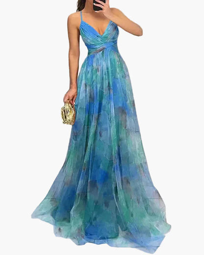 Damen Maxikleid Elegant Blumenmuster Sommer Festlich Abendmode