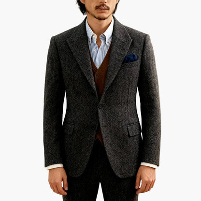 Herren Business Anzug – Klassischer Herringbone Stil für Büro und festliche Anlässe