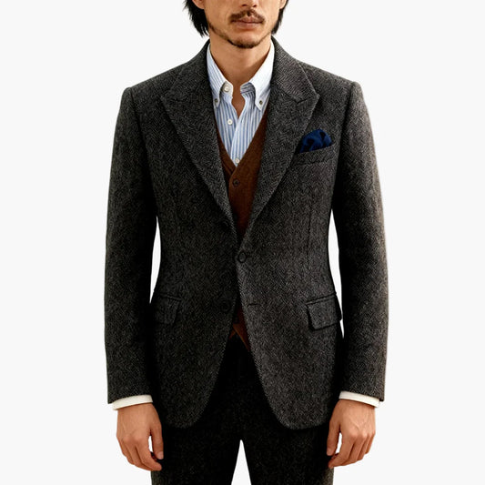 Herren Business Anzug – Klassischer Herringbone Stil für Büro und festliche Anlässe