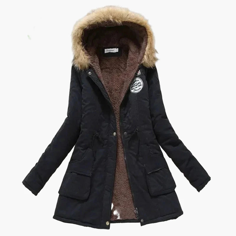Damen Winterparka mit Kunstfellkapuze – Modischer Koreanischer Stil, Warm & Gefüttert, Alltag & Outdoor