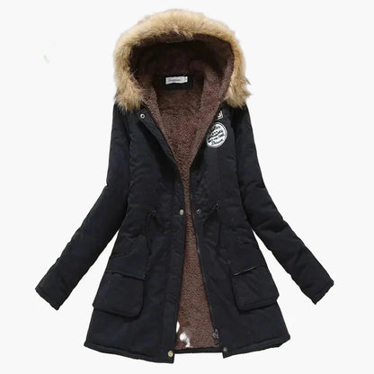 Damen Winterparka mit Kunstfellkapuze – Modischer Koreanischer Stil, Warm & Gefüttert, Alltag & Outdoor