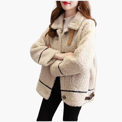 Damen Teddyfell Kurzjacke – Modische Übergangsjacke für Herbst und Winter, lässig und warm