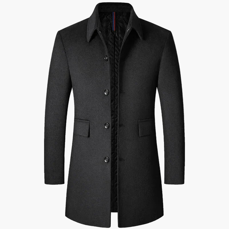 Herren Veganer Wollmantel im Koreanischen Stil – Klassische Trenchcoat-Optik für Alltag und Business