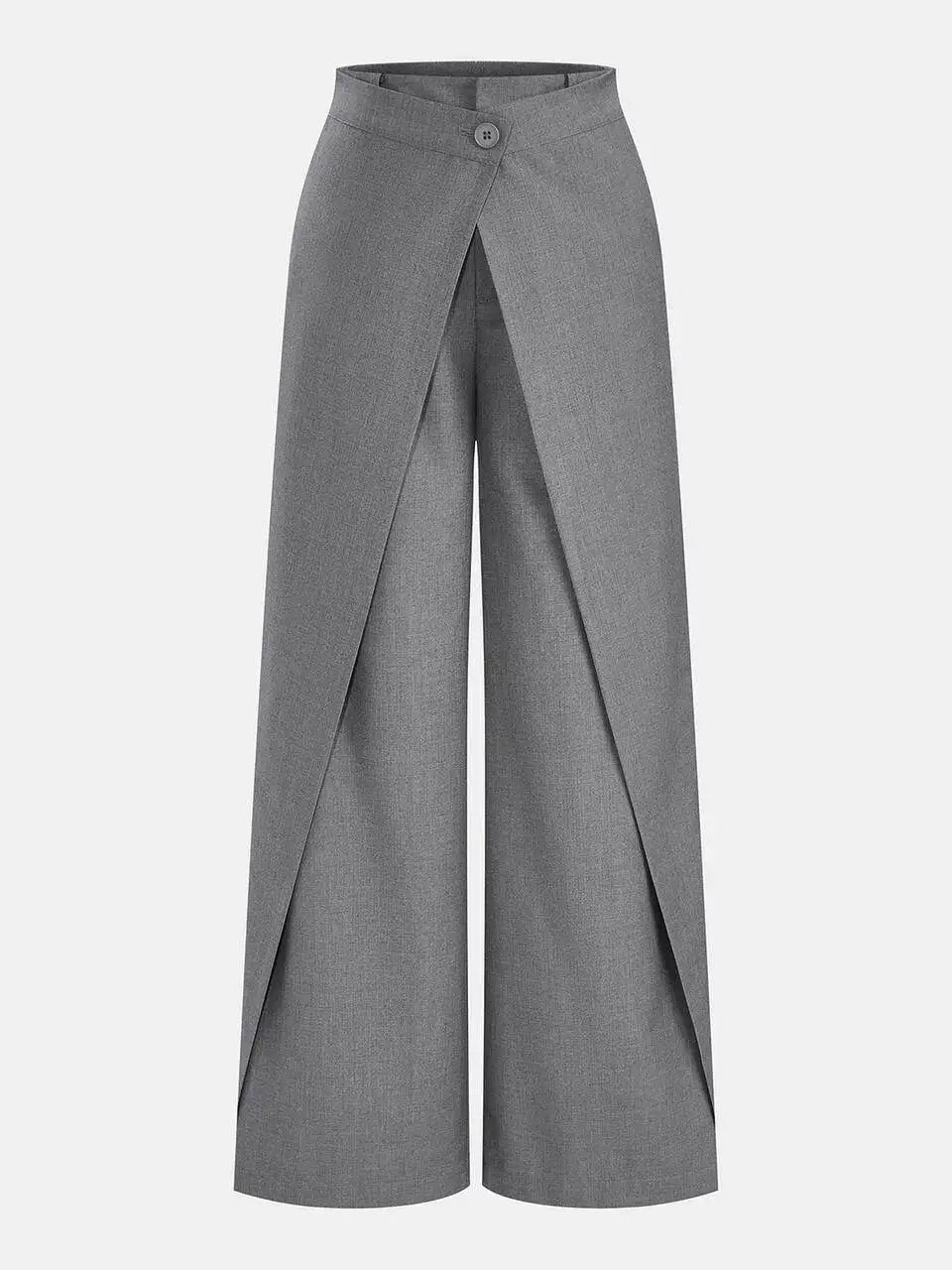 Graue Damen Culotte mit Wickel-Optik und weitem Bein