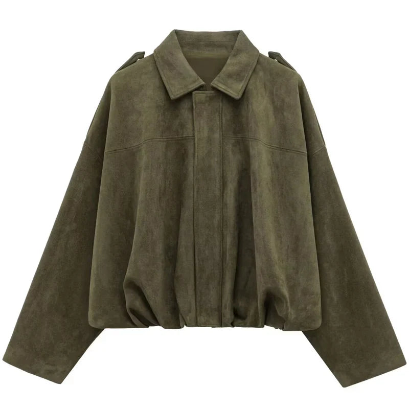 Kurze Jacke mit Kragen Damen Weit Geschnitten Mehrfarbig