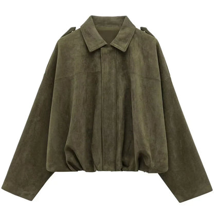 Kurze Jacke mit Kragen Damen Weit Geschnitten Mehrfarbig