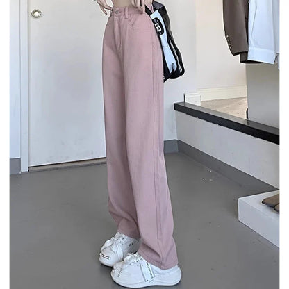 Damen Jeans High Waist Weites Bein Straight Fit