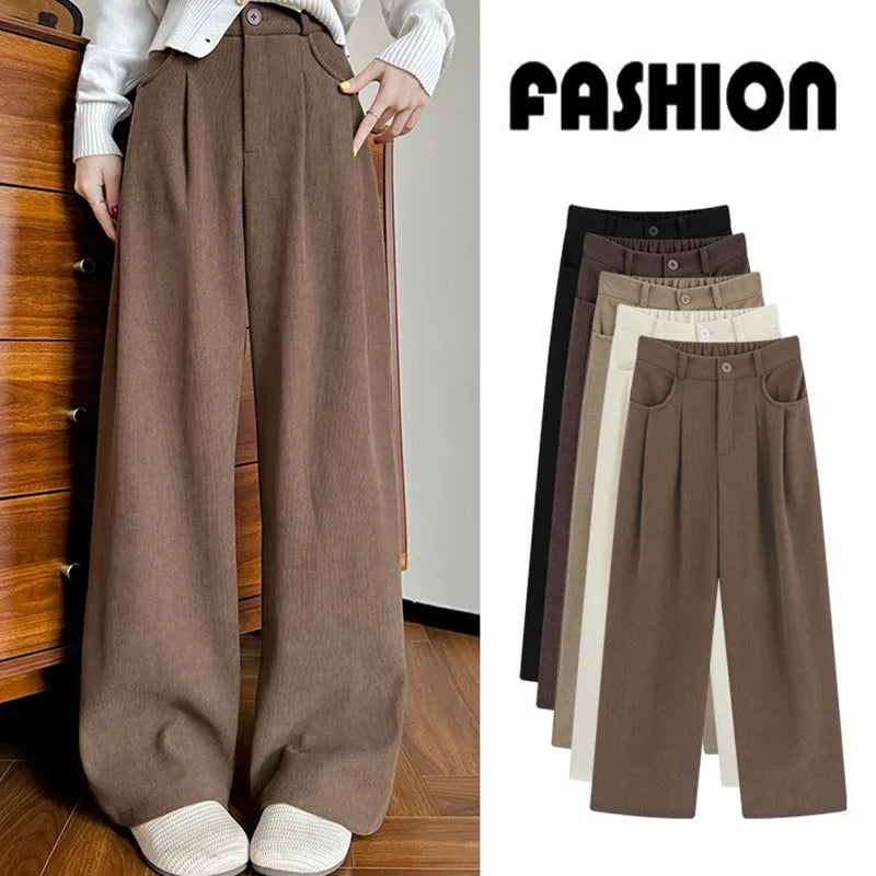 Damen Cordhose Weites Bein Hoher Bund Winter Hose mit oder ohne Fleecefutter