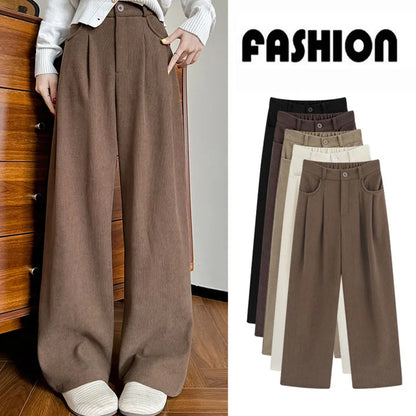 Damen Cordhose Weites Bein Hoher Bund Winter Hose mit oder ohne Fleecefutter