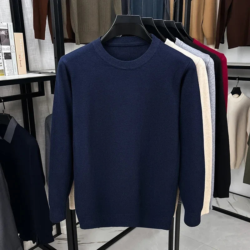 Unisex Langarm Pullover Rundhalsausschnitt Feinstrick Bequem