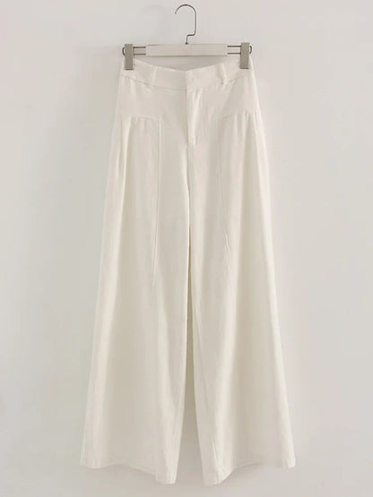 Weite Damenhose mit hohem Bund und weitem Bein