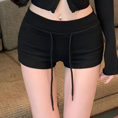 Damen Shorts Sportshorts mit Kordelzug in Schwarz oder Grau