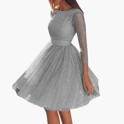 Damen Abendkleid mit Glitzer und 3/4-Ärmeln – Elegantes Partykleid für festliche Anlässe