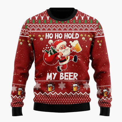 Herren Ugly Christmas Sweater mit Santa und Bier – Lustiger Weihnachtspullover für Weihnachten & Partys