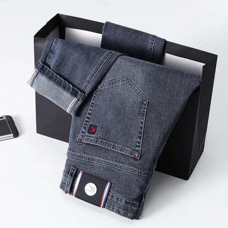 Jeans Herren Denim Hose Dunkelgrau Regular Fit