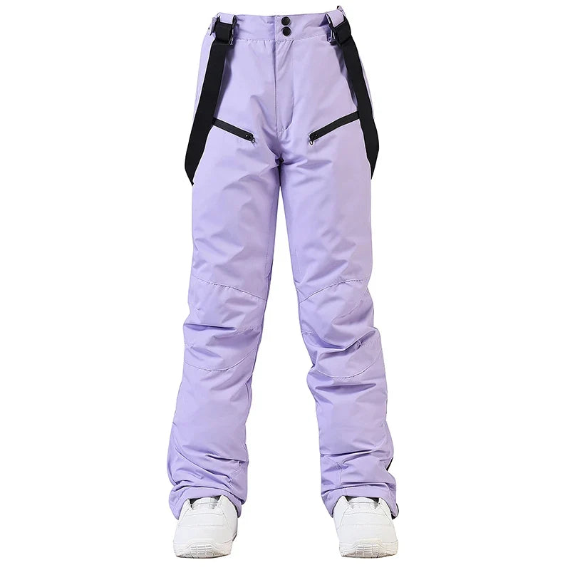 Unisex Skihose Schneehose mit Trägern in Flieder