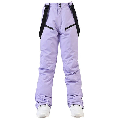 Unisex Skihose Schneehose mit Trägern in Flieder