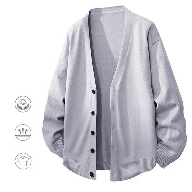 Herren Cardigan Strickjacke V-Ausschnitt Knopfleiste