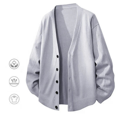 Herren Cardigan Strickjacke V-Ausschnitt Knopfleiste