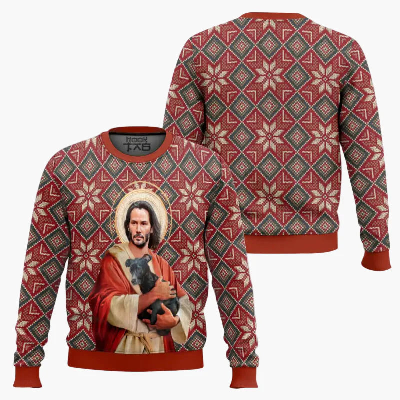 Herren Ugly Christmas Sweater John Wickmas Pullover – Lustiger Weihnachts-Pulli für Fans