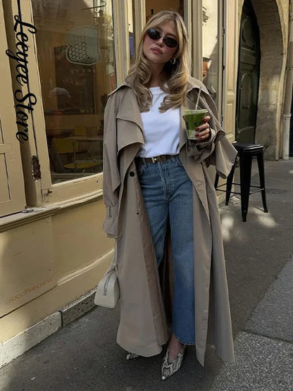 Damen Kurz Trenchcoat mit Bindegürtel und breitem Kragen