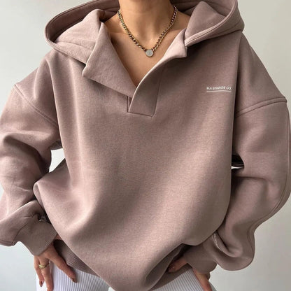 Unisex Oversize Hoodie mit Kragen-Ausschnitt und Logo-Print
